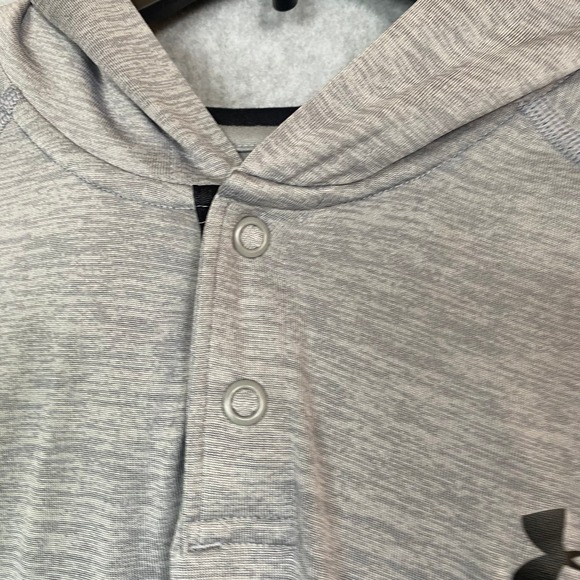 Under Armour Snap Button Heat Gear Long Sleeve Shirt Pullover Medium Loose Gray - Picture 5 of 7